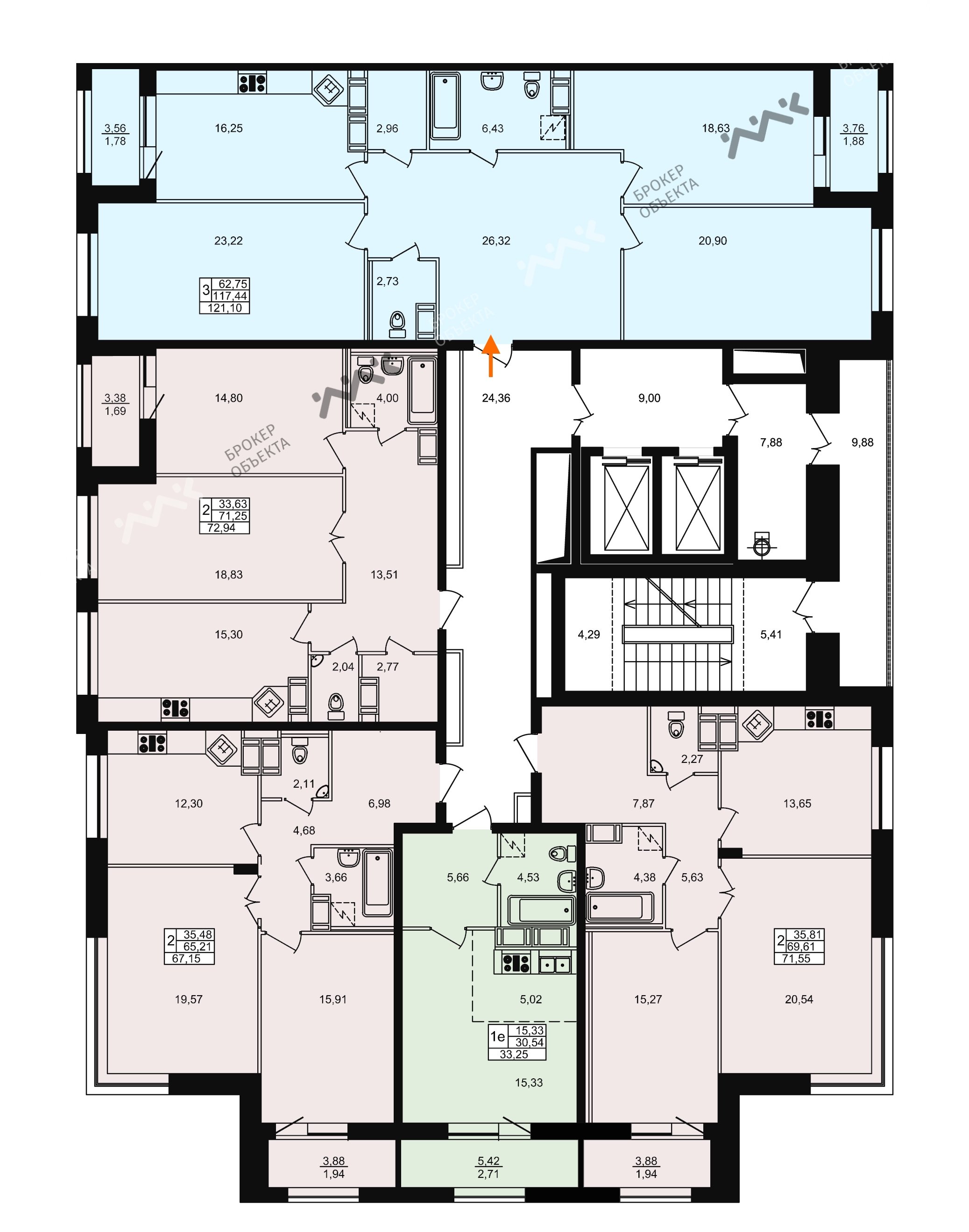 3 комн. кв. 115.9 m2 6/20 этаж Ушаковская наб., д.3 Купить по цене 15646500  ₽